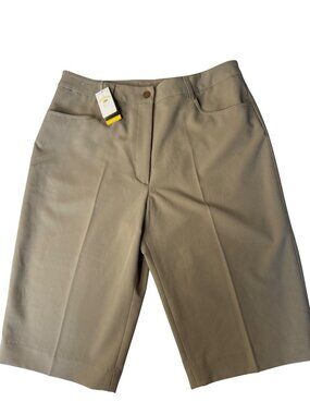 NWT Monterey Club Womens Tan Knee-Length Bermuda Stretch Shorts Size 14